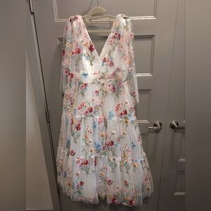 JessaKae White Dress with Floral Embroidery